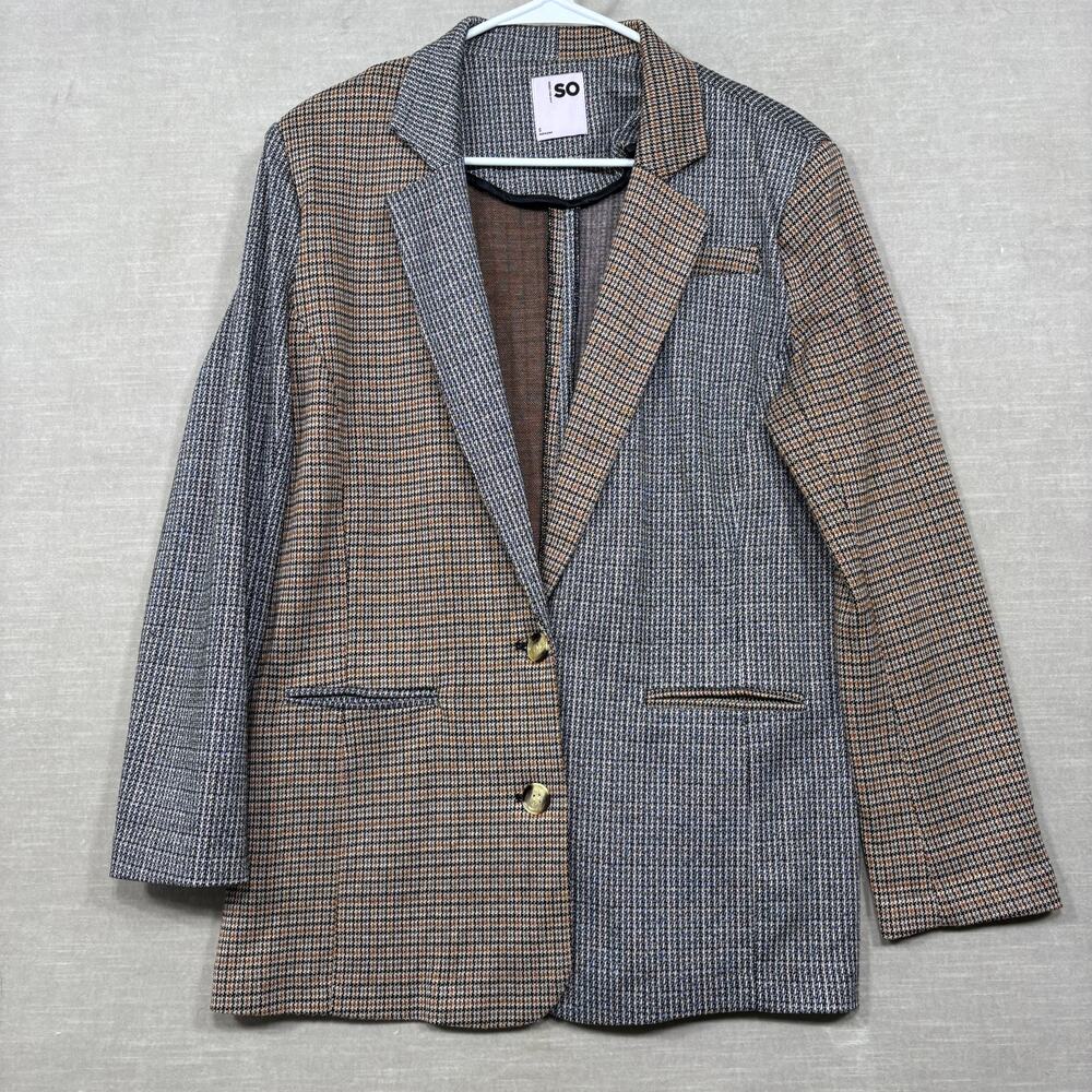 Vtg SO Colorblock Oversized Plaid Blazer Jacket Small Statement Retro Patchwork